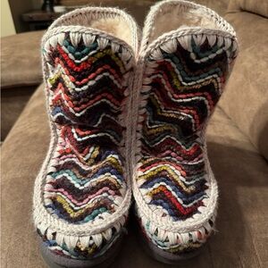MOU Colorful Knit Women's Boots